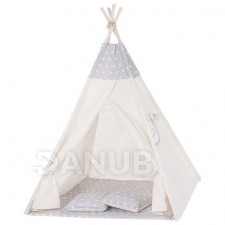 Springos Teepee indián sátor gyerekeknek + csillagok – szürke