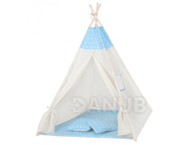 Springos Teepee indián sátor gyerekeknek csillagok - kék