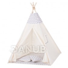 Springos Teepee indián sátor gyerekeknek hullámok- szürke