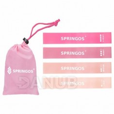 SPRINGOS Fitness gumi edzéshez  - 4 db - rózsaszín