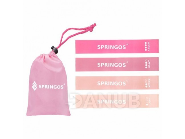 SPRINGOS Fitness gumi edzéshez  - 4 db - rózsaszín