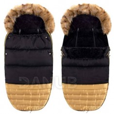 Luxury Babazsák szőrmével 4in1  - Fekete - arany