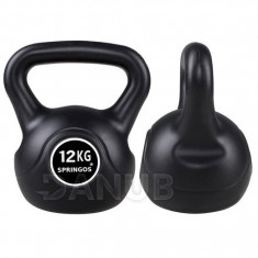 SPRINGOS Kettlebell fekete - 12kg