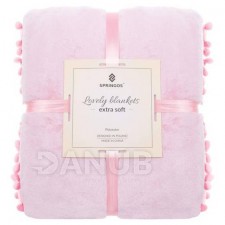 SPRINGOS ágytakaró kis pomponokkal 200x220 cm - rózsaszín