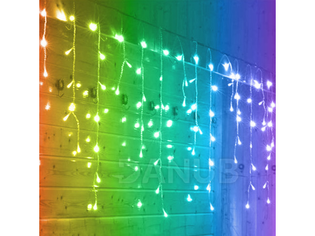 Karácsonyi kültéri LED fényfüggöny - programok - időzítő – 300 LED – 10 M színes