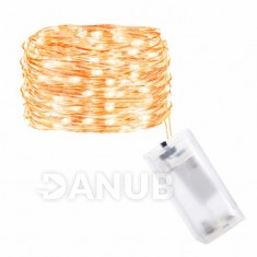 Karácsonyi elemmel működő led fény mikro lánc - 10led - 0,9m meleg fehér