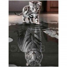 Gyémántfestés - hímzés - 30x40 cm - macska és tigris