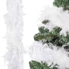 Fehér toll girland - boa - 6 m