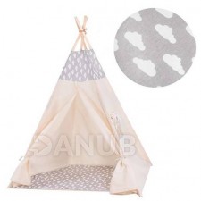 Springos Teepee Gyermek indián sátor pöttyös - felhők szürkén