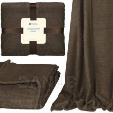 SPRINGOS Kétoldalú plüss takaró 130x180cm - négyzet alakú – sötét barna