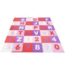 SPRINGOS Hab puzzle kirakó, ábécé számokkal – 175 x 175 cm – rózsaszín/lila/fehér