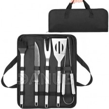 Springos rozsdamentes grill készlet, 5 darabos, grillszett táskában