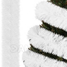 Karácsonyi girland - fehér - 6 m - átmérő 15 cm