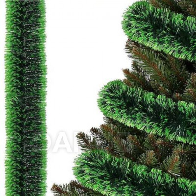 Karácsonyi girland - sötét zöld/zöld - 6 m - átmérője 7 cm