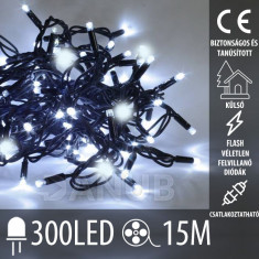 Karácsonyi kültéri led fényfüzér FLASH – csatlakoztatható - 300led – 15m – hideg fehér  / hideg fehér