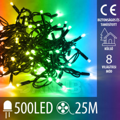 Karácsonyi kültéri led fényfüzér - programozható - 500led - 25m multicolour