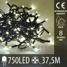 Karácsonyi kültéri led fényfüzér - programozható - 750led – 37,5m meleg fehér