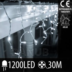 Karácsonyi kültéri LED fényfüggöny - 1200LED - 30M Hideg fehér