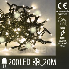 Karácsonyi kültéri LED fényfüggöny FLASH - 200 LED - 20 M meleg fehér+meleg fehér