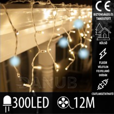 Karácsonyi led fényfüggöny csatlakoztatáshoz kültéri flash - 300led - 12m - meleg fehér / hideg fehér