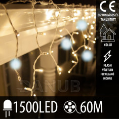 Karácsonyi led fényfüggöny kültéri flash - 1500led - 60m meleg fehér / hideg fehér