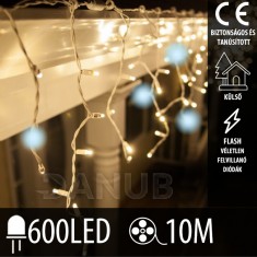 Karácsonyi led fényfüggöny kültéri FLASH - 600LED - 10M - Meleg fehér/Hideg fehér