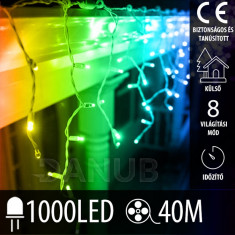 Karácsonyi LED fényfüggöny kültéri - programok - időzítő + távirányító - 1000LED - 40M Multicolour