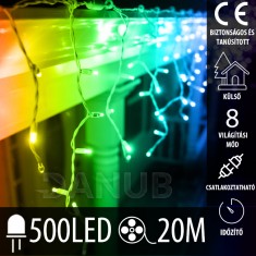 Karácsonyi LED fényfüggöny kültéri - programok - időzítő + távirányító - 500LED - 20M Multicolour