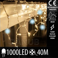 Karácsonyi led fényfüggöny kültéri flash - 1000led - 40m meleg fehér / hideg fehér