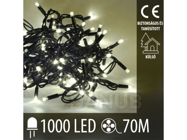 Karácsonyi LED fénylánc kültéri - 1000LED - 70M meleg fehér