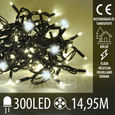 Karácsonyi kültéri LED fényfüzér FLASH – 300led – 14,95M Meleg fehér+Hideg fehér