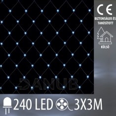 Karácsonyi LED fényháló kültéri - 240LED - 3x3 m Hideg fehér
