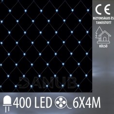 Karácsonyi LED fényháló kültéri - 400LED - 6x4M hideg fehér