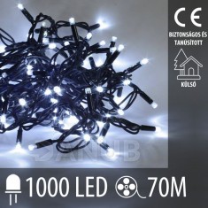 Karácsonyi LED fénylánc kültéri - 1000LED - 70M hideg fehér