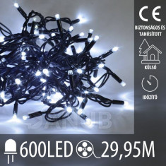 Karácsonyi kültéri LED fényfüzér időzítővel – 600LED – 29,95m Hideg fehér 