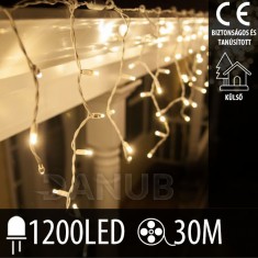 Karácsonyi LED fényfüggöny kültéri - 1200LED - 30M meleg fehér