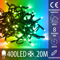 Karácsonyi kültéri led fényfüzér csatlakoztatásához időzítővel + programok + távvezérlő - 400led - 20m multicolour 
