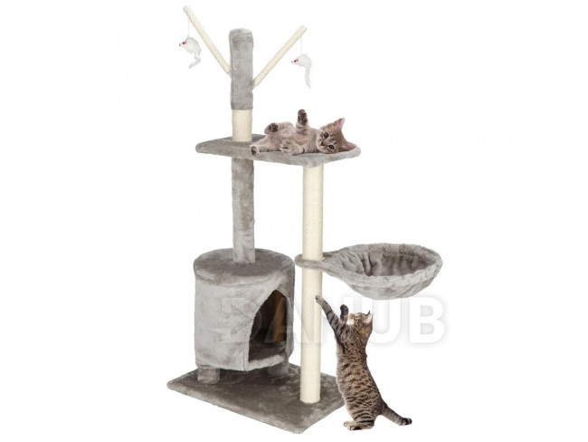Springos Szizál macskakaparófa játékokkal - 4 szint - 87 cm - sötétszürke