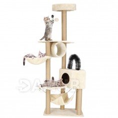 Springos Szizál macskakaparófa játékokkal - 7 szint - 154 cm - bézs 