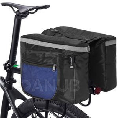 Springos Dupla kerékpártáska csomagtartóra - 15 l - fekete-kék