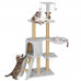 Springos Szizál macskakaparófa játékkal - 8 szint - 136 cm - világosszürke