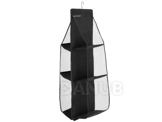Springos Felakasztható szekrényszervező - 4 polc – fekete