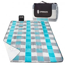 SPRINGOS Piknik takaró 200x200 mozaik - kék-szürke