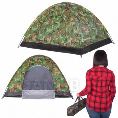 SPRINGOS Turista sátor 2 fő részére, 2x2m UV-szűrővel - katona minta