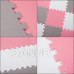 SPRINGOS Habszivacs puzzle négyzetek - 95,5x95,5x1cm - fehér, szürke, rózsaszín