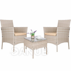 Springos Kerti bútor ALABAMA 2 fotelből és asztalból álló garnitúra - bézs 