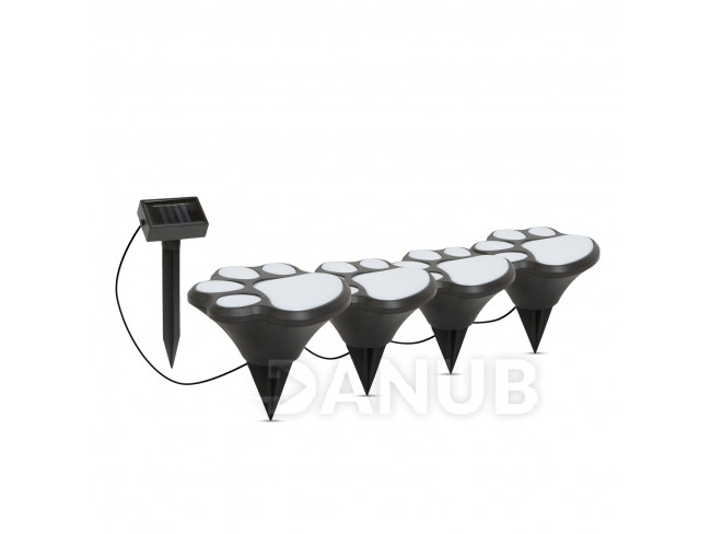 LED napelemes lámpa - kutyalábnyomok, leszúrható - műanyag - fekete - 360 cm