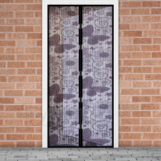 Szúnyogháló ajtóra - mágneses - 100 x 210 cm - lila pillangók