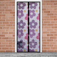 Szúnyogháló ajtóra - mágneses - 100 x 210 cm - színes virágok