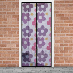 Szúnyogháló ajtóra - mágneses - 100 x 210 cm - színes virágok